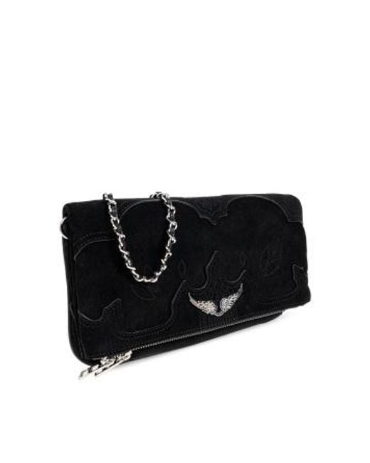 Zadig & Voltaire Black Rock Western Foldover Top Shoulder Bag