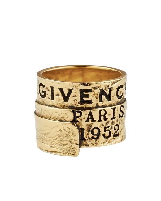 Givenchy Metallic Paris 1952 Logo Engraved Tape Ring