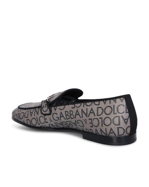 Dolce & Gabbana Gray Logo Plaque Round-Toe Slippers for men