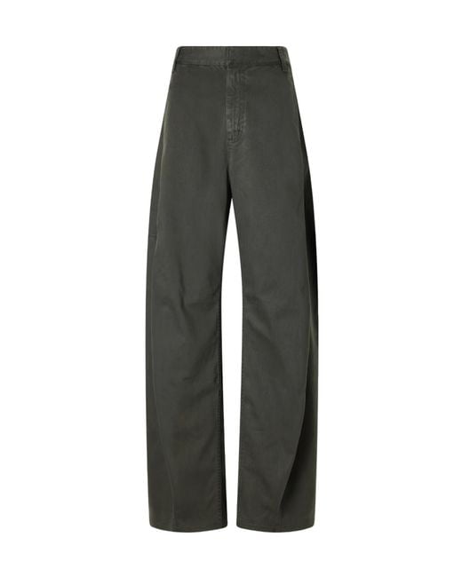 Tibi Gray Stretch Twill Wide-Leg Pants