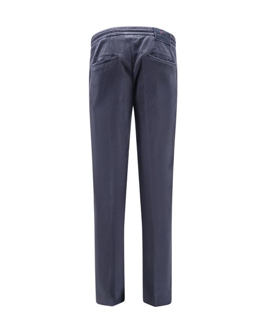 Kiton Blue Logo Label Drawstring Pants for men