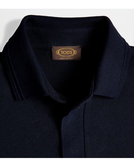 Tod's Blue Embroidered-Logo Polo Shirt for men