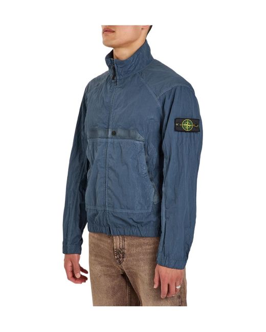 Stone Island Blue Warp Crinkled Nylon Jacket for men