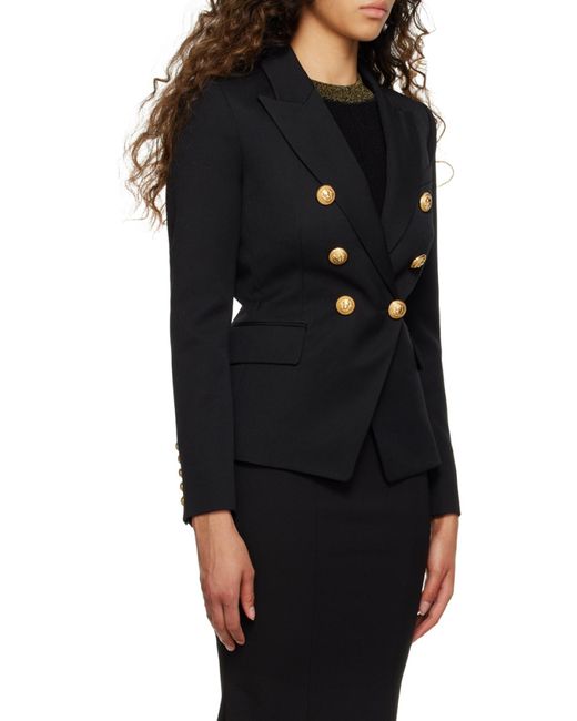 Balmain Black Button Embellished Tailored Blazer