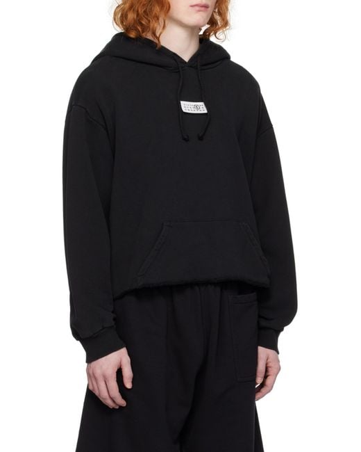 MM6 by Maison Margiela Black Drop Shoulder Hoodie