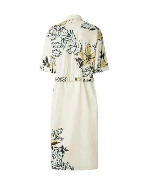Pinko White Floral-Print Shirt Dress