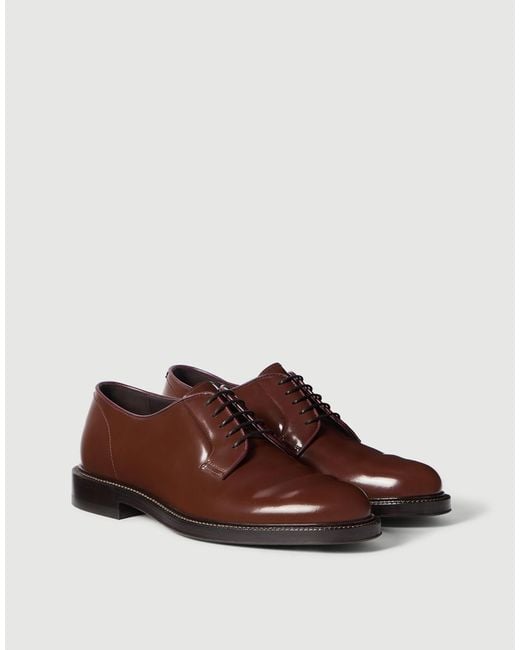 Brunello Cucinelli Brown Block-Heel Derby Shoes for men