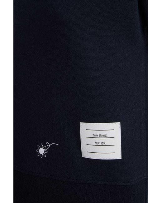 Thom Browne Blue Floral Embroidery T-Shirt