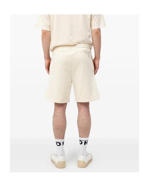 Boss Natural Drawstring-Fastening Logo-Patch Shorts for men
