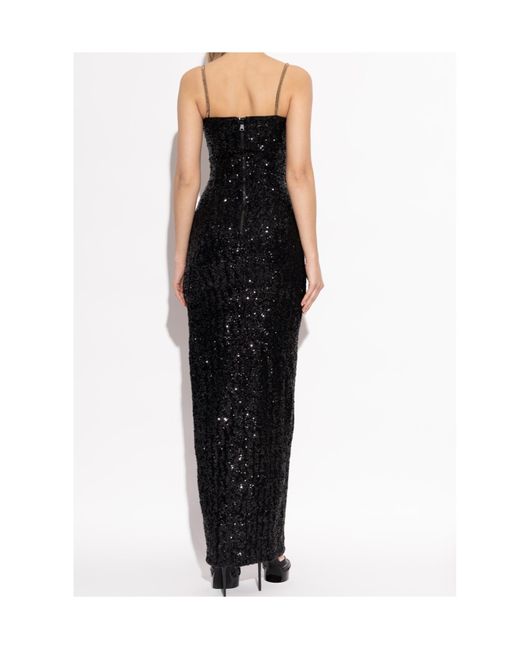 Balmain Black Sequin Embellished Spaghetti Strap Dress