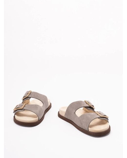 Brunello Cucinelli Brown Double Buckled Strapped Sandals for men