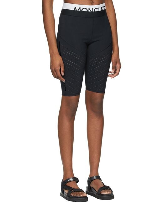 Moncler Black Logo Waistband Perforated Cycling Shorts