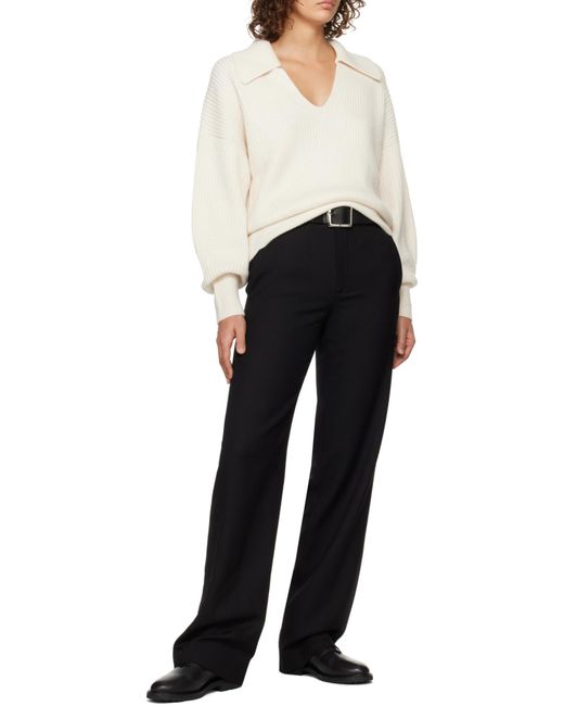 Joseph White Stitch Open Neck Jumper