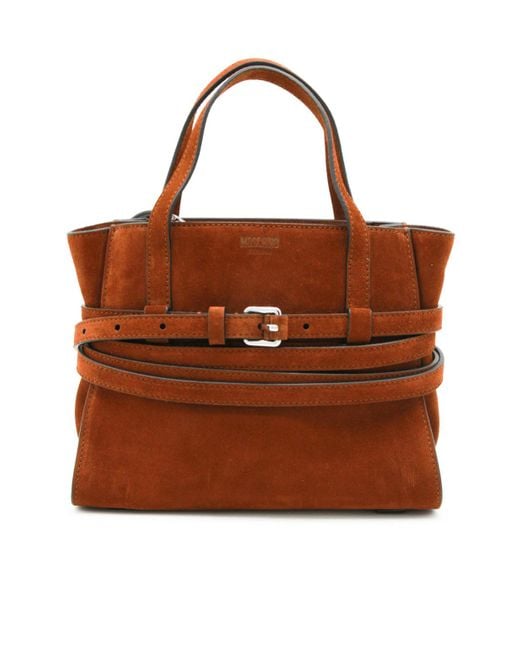 Moschino Brown Tie Me Top Handle Tote Bag