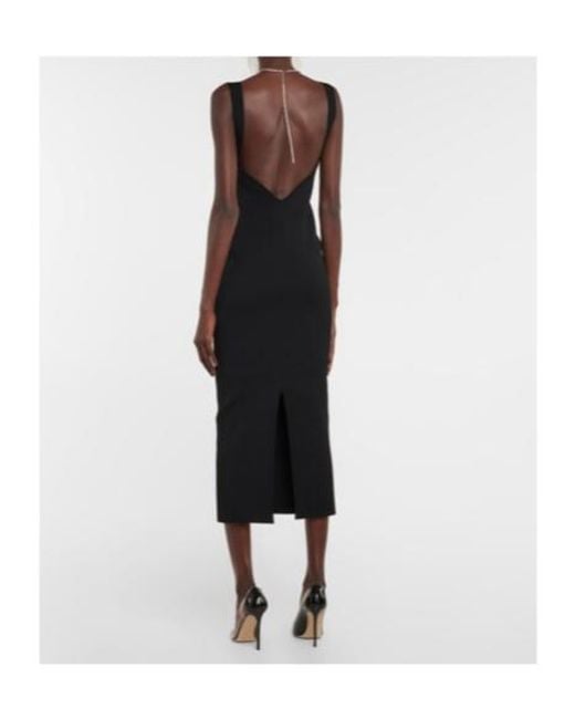 Galvan Black Celeste Embellished Knit Midi Dress