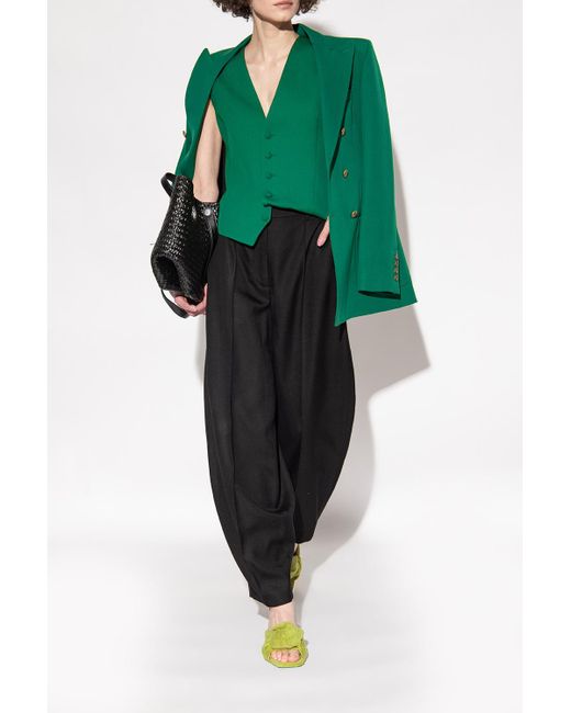 J.W. Anderson Green Terrycloth Open-Toe Mules