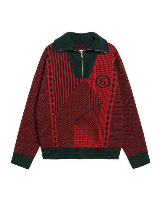MM6 by Maison Margiela Red Blended-Fabric Sweater