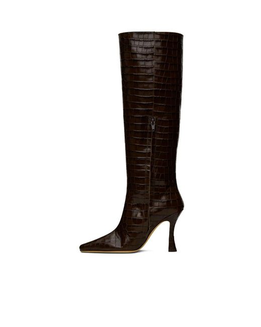 Staud Black Textured High-Heeled Boots