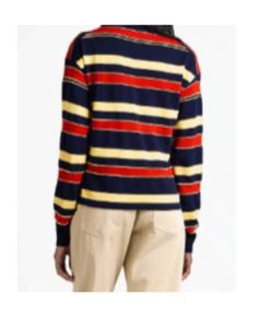 J.W. Anderson Blue Jw Anderson Knitted Striped Polo Top