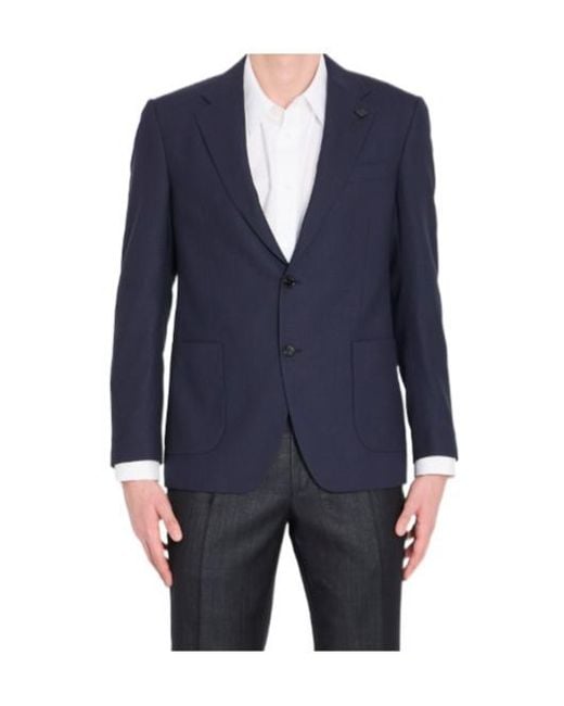 Lardini Blue Two-Button Notch-Lapel Blazer for men