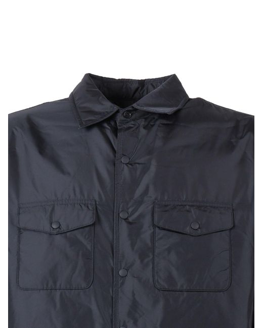 Aspesi Blue Padded Chest-Pocket Shirt for men