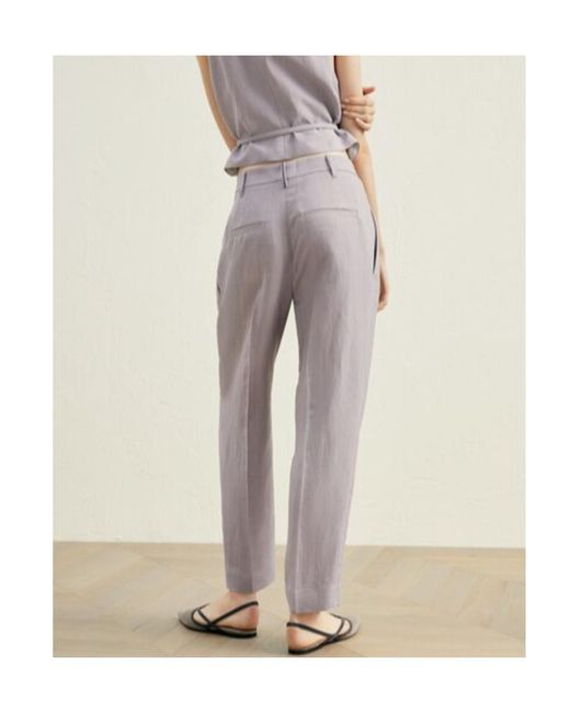 Brunello Cucinelli Gray High-Waisted Tailored Trousers