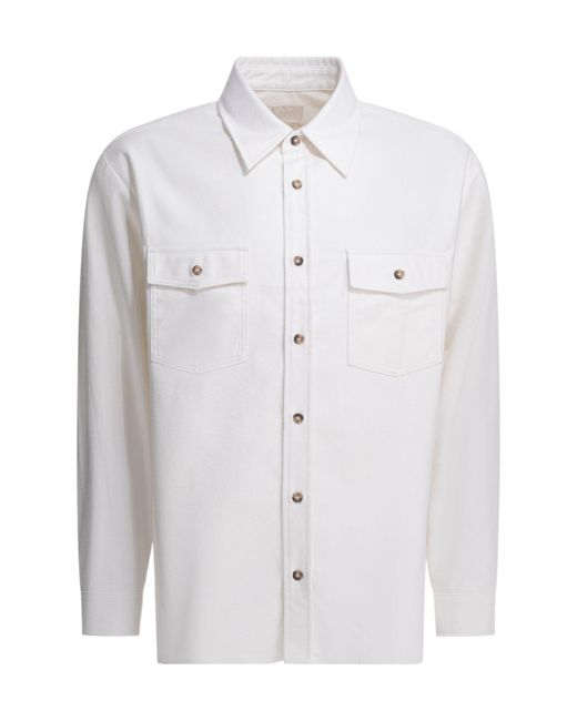 A.P.C. White Long-Sleeved Buttoned Overshirt for men