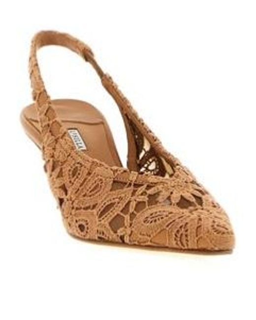 Le Silla Brown Chantilly Pointed-Toe Lace Slingback Pumps