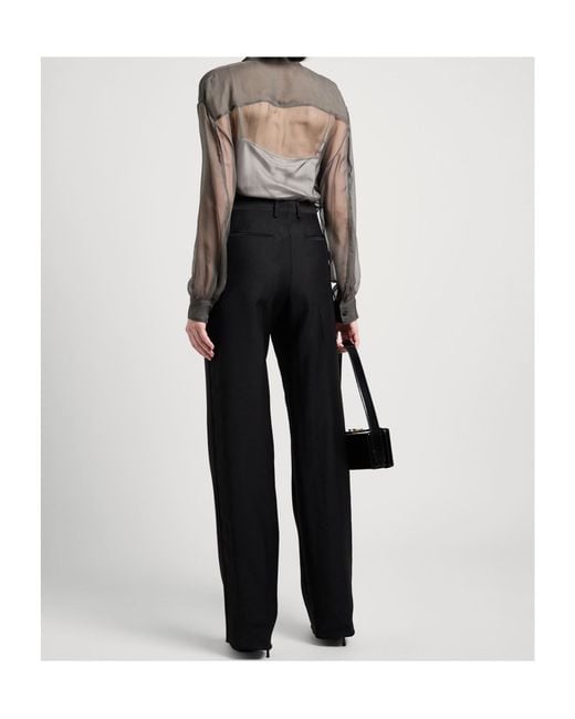 Saint Laurent Gray Crepe Long-Sleeved Shirt