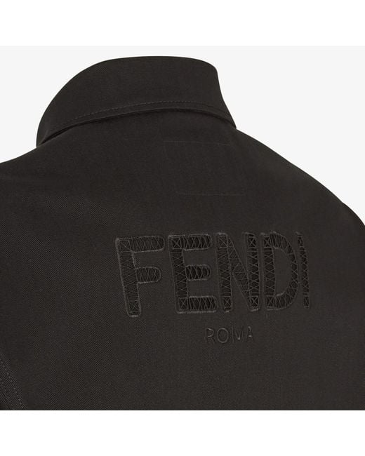 Fendi Black Roma Logo Denim Jacket for men
