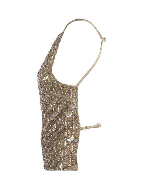 P.A.R.O.S.H. Natural Sequin Embroidered Top