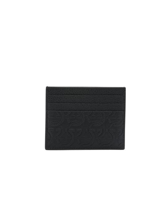 Ferragamo Black Flat Card Holder for men