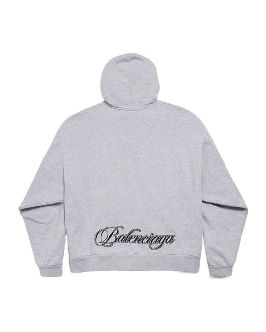 Balenciaga Gray Cursive Oversized Hoodie for men