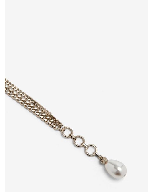 McQueen Metallic Skull Embellished Bracelet