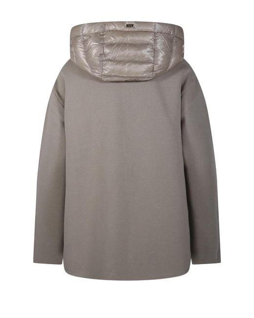 Herno Gray Hooded Quilted Jacket