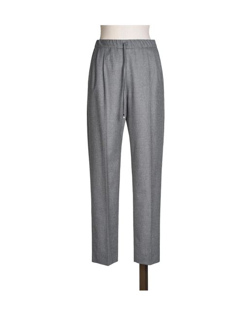 Max Mara Gray Pleated Drawstring Pants
