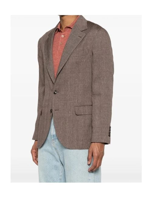 Brunello Cucinelli Brown Flap-Pocket Blazer for men