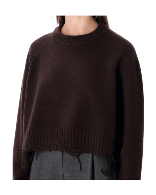 Low Classic Black Damaged Cropped Knitted Sweater