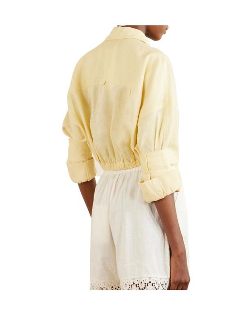 Staud Natural Solid Knotted Linen Shirt