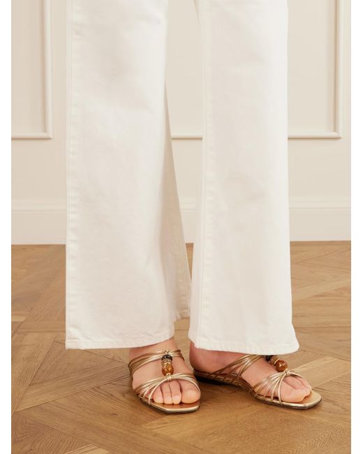 Jimmy Choo Metallic Thin-Strap Flat Shoes
