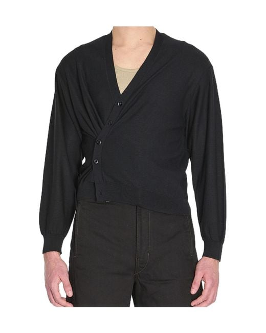 Lemaire Black Relaxed Twisted Cardigan for men