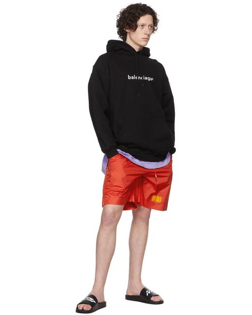VTMNTS Black Logo Printed Pool Slides for men