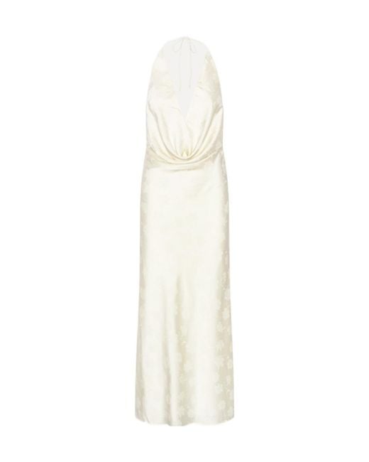 ROTATE BIRGER CHRISTENSEN White Satin Halterneck Maxi Dress