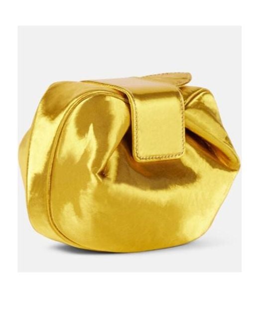 Gabriela Hearst Yellow Soft Demi Satin Clutch