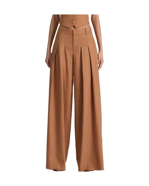 Alice + Olivia Brown Alice Olivia Blaire Pleated Pants