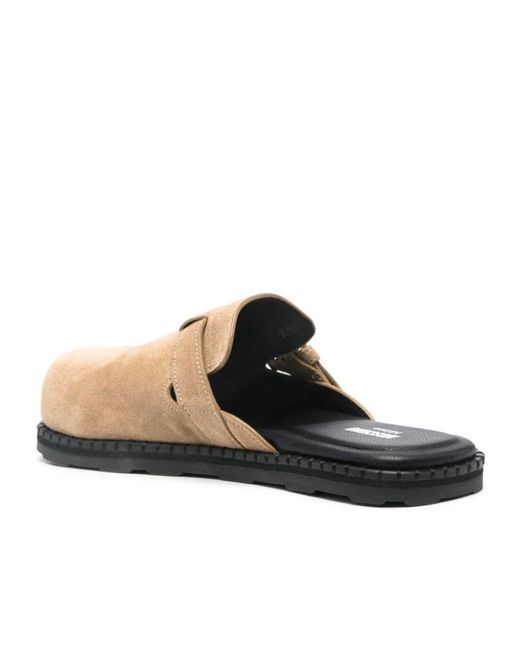 Moschino Brown Buckled Round Toe Mules