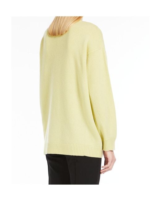 Max Mara Yellow Wool And Cashmere Interwoven Letter Pullover