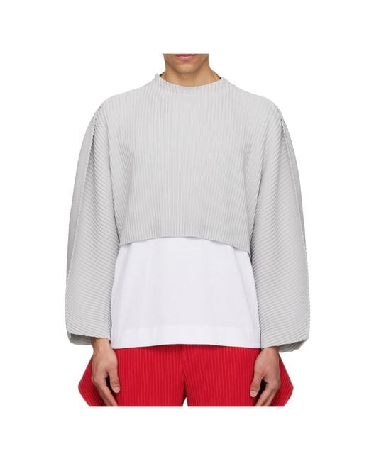 Homme Plissé Issey Miyake White Pleated Top for men