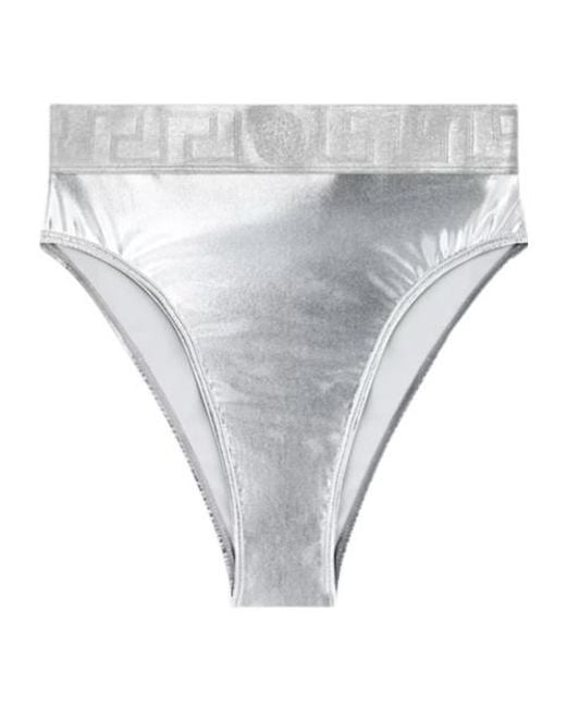 Versace Gray Metallic Bikini Bottoms