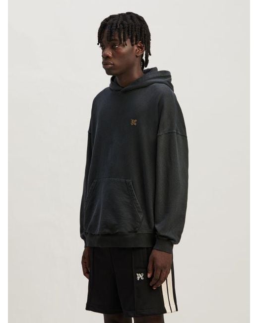 Palm Angels Black Back Foggy Logo Printed Hoodie for men